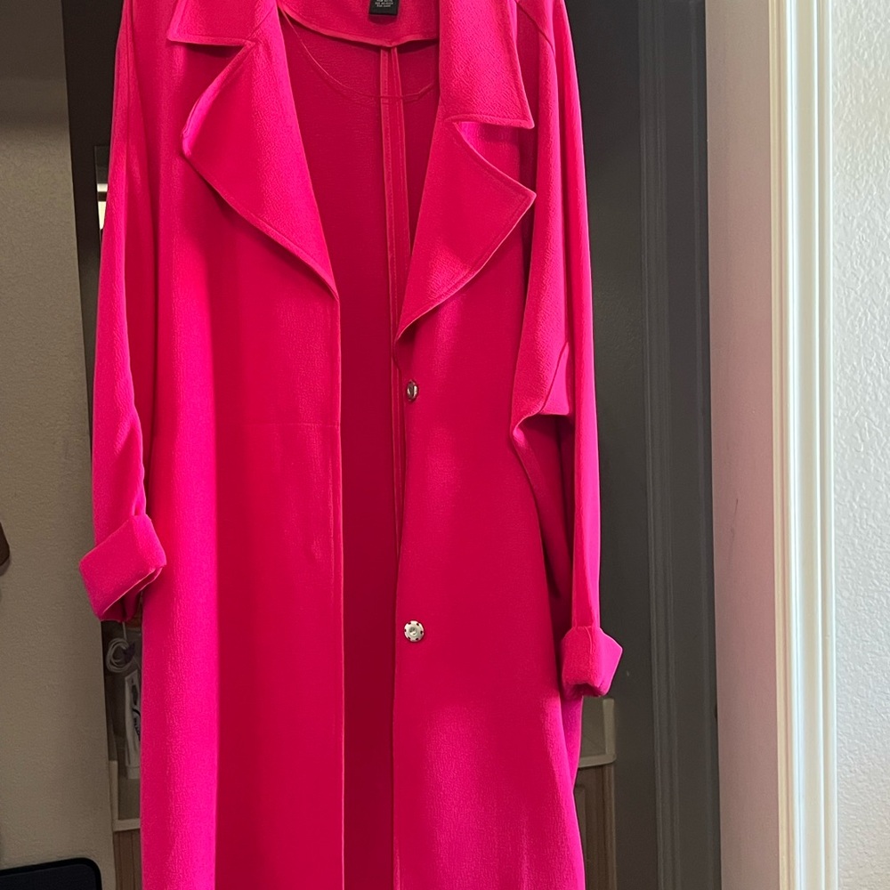 Hot Pink Long Lightweight Blazer Cardigan